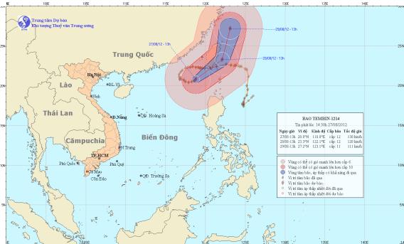 Bão số 6 di chuyển theo hướng giữa Đông Bắc và Đông Đông Bắc
